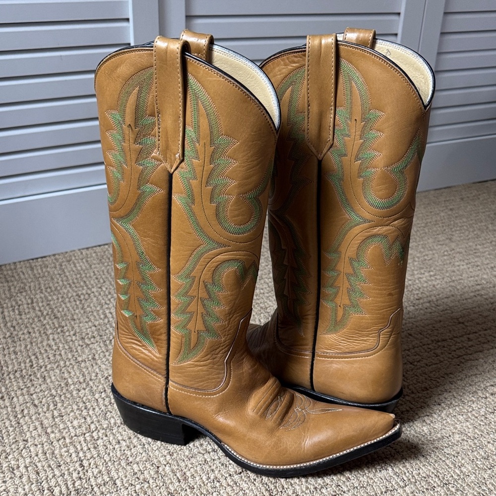 Rios of Mercedes Tan and Green Cowboy Boots